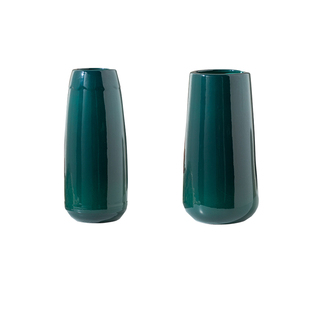 樾立墨绿色陶瓷花瓶摆件客厅插花欧式现代桌面花器干花银柳可装水