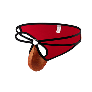 男士性感内裤U凸镂空低腰三角裤柔软舒适轻薄圆环细带个性丁字裤