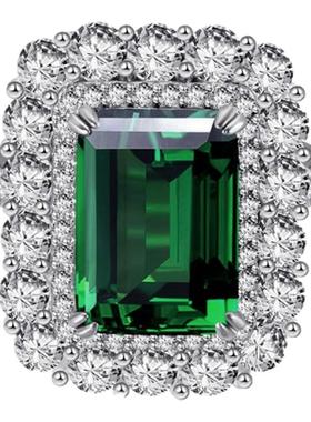 莫桑石10克拉大祖母绿戒指