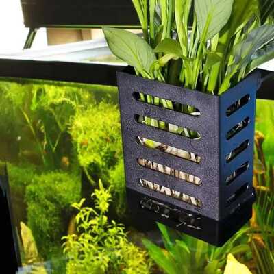 Black Hanging Aquarium Plant Holder Plastic Aquarium Planter