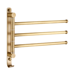 法式中古风黄铜旋转多杆毛巾架浴室毛巾杆晾挂架卫生间仿古置物架