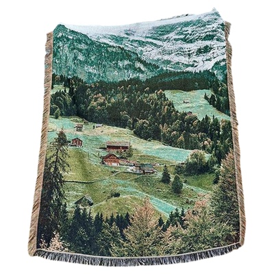 多洛米蒂雪山森林背景布挂毯