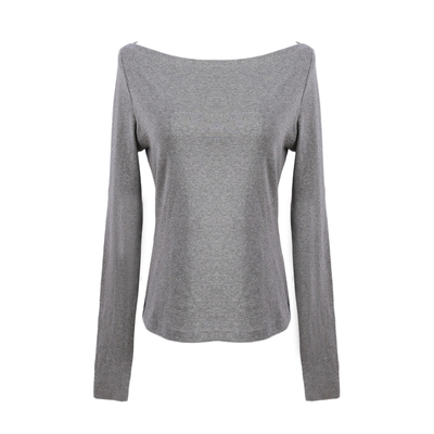 都市极简一字领露肩长袖打底T恤