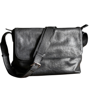 2025秋冬新款高级感男士真皮单肩斜挎包植鞣牛皮大容量通勤背包软