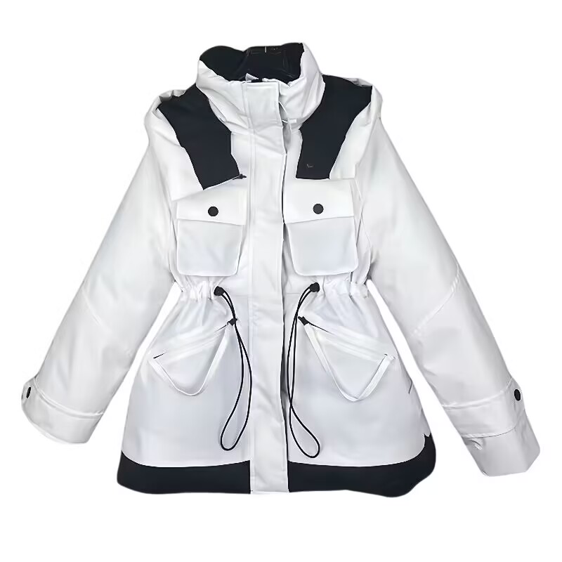 中长款抽绳连帽羽绒服女