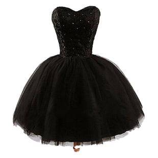 新短款约舞会小众礼服4层纱韩版黑色蓬蓬裙抹胸平时穿促销价性感