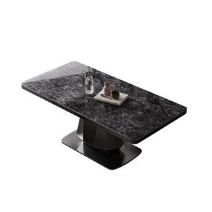 意式轻奢长方形依诺岩板餐桌家用石墨烯加热带电磁炉极简饭桌佛山