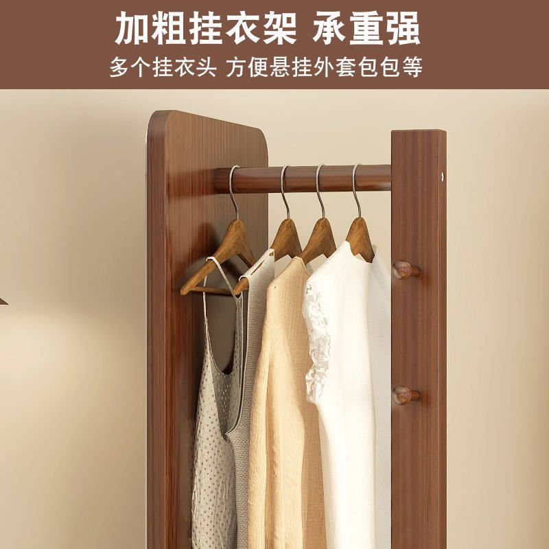 旋转挂衣架卧室落地全身镜移动带落地可镜一体镜子家用置物架客厅