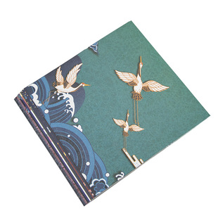 国潮当道14.2厘米正方形复古仙鹤中国风印花儿童手工折纸彩色纸