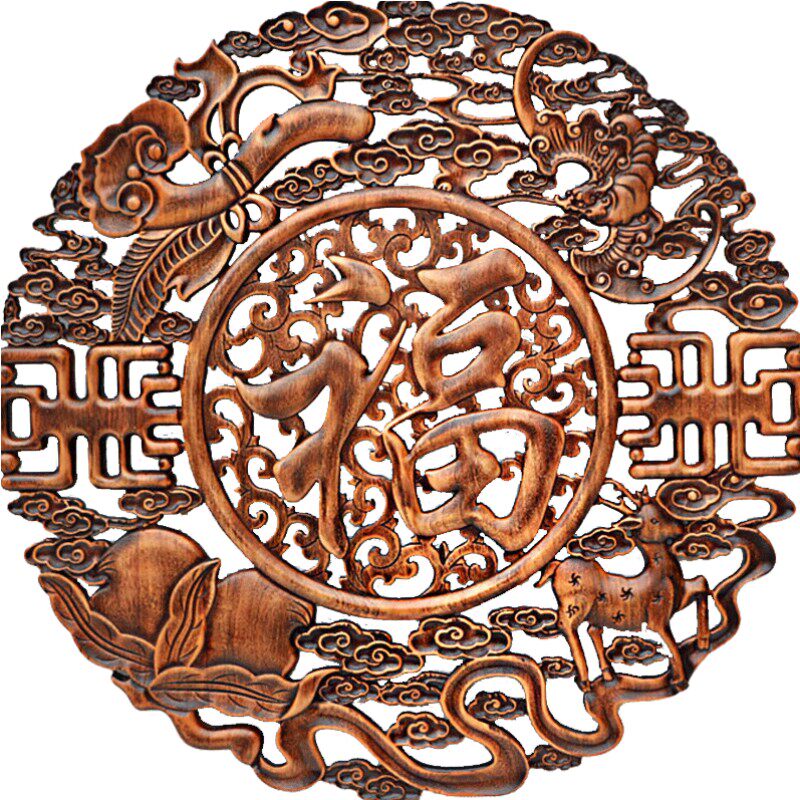 家居玄关沙发背景墙壁画东阳木雕