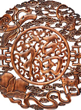 家居玄关沙发背景墙壁画东阳木雕