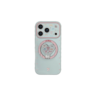 清新冰蓝色彩色蝴蝶结磁吸折叠支架适用苹果18promax手机壳iPhone17pro亚克力16pro女新款15全包防摔14保护套