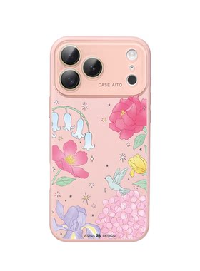 粉春日花漾适用苹果秒变17promax手机壳iphone16新款保护套14高级感Ao6液态硅胶可爱15pro全包镜头13大视窗12