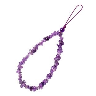 紫水晶手机链串珠挂绳挂件女款包钥匙扣吊坠紫色高级手腕绳玉石腕带手机挂绳挂件绳挂饰手机精致紫色手机链