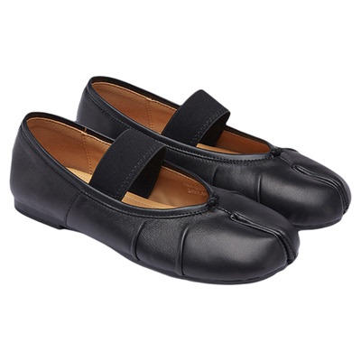 复古分趾平底一字带芭蕾单鞋女