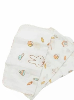 现货包邮日本birthday米菲兔Miffy草莓小熊浴巾手帕长巾纯棉纱布