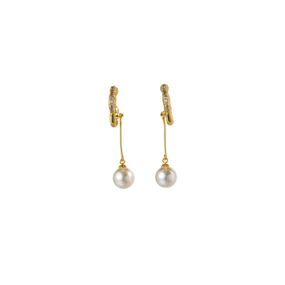 西大班珍珠流苏耳骨夹镶锆钻耳挂