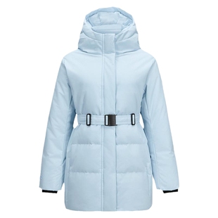 斯凯奇秋冬女中长款时尚羽绒服外套蓄热柔软保暖连帽轻质运动上衣