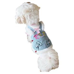 2025新款马尔济斯约克夏打底衫狗狗衣服牵引绳小型犬牛仔裙秋冬装