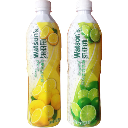 屈臣氏青柠檬汁饮料浓浆750ml2瓶装青柠汁柠檬浓缩汁商用奶茶提味