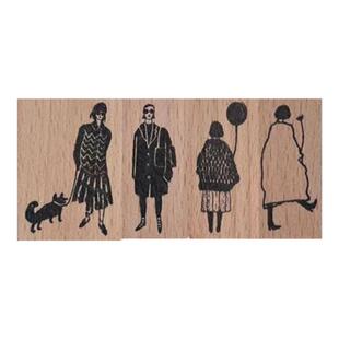 小清新人物手帐印章日常手作背景装饰木质小众简约线描图案印章