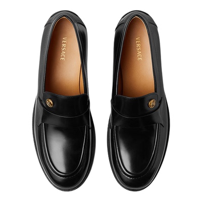 【早秋新品】VERSACE/范思哲 男士Manu皮革乐福鞋