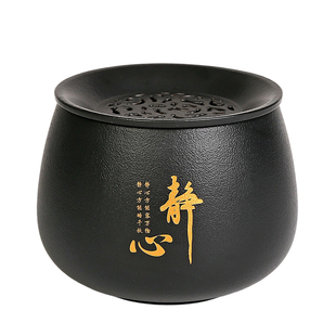 建水陶瓷茶洗茶渣缸带过滤大号家用茶叶废水缸桌面茶水废水桶带漏