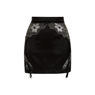 「绫天生丝滑-折腰」蕾丝拼接性感收腰包臀裙可调节吊袜带女春