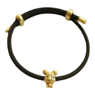 2025新黑色手链酷酷小熊情侣闺蜜手链黑色防水可调节钢丝手绳男女