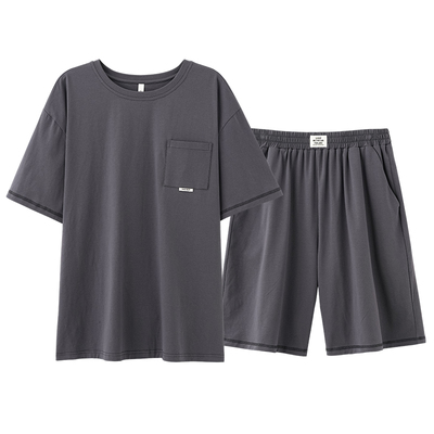 睡衣男款凉感纯棉宽松家居服套装