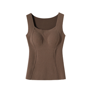 2025冬季保暖背心石墨烯羽绒带胸垫一体内衣女士加绒发热打底内搭