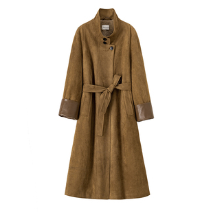 ROSELINGLING城市游牧者意大利麂皮绒通勤感宽松立领廓形风衣外套