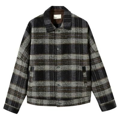 流石男装英伦格纹高端毛呢外套潮