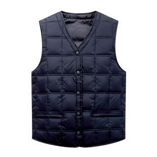 羽绒马甲男士中老青年秋冬季内穿轻薄白鸭绒保暖背心马夹坎肩内胆