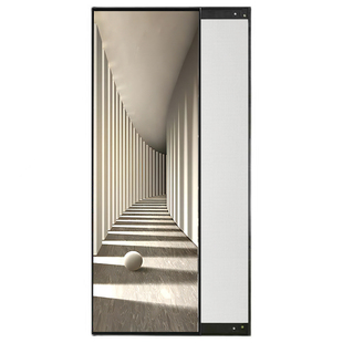 轻奢纵深几何隐形全身镜推拉隐藏式镜子卧室试衣镜壁挂家用穿衣镜