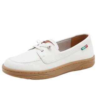 Walker Shop小白鞋女鞋2025年春季百搭真皮厚底小皮鞋时尚休闲鞋