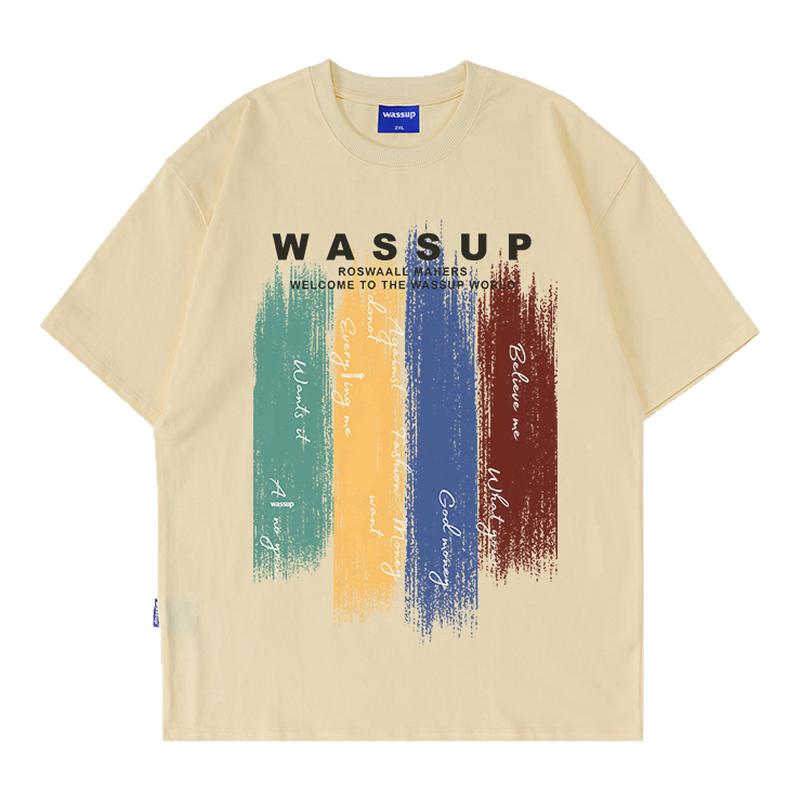WASSUP彩绘喷墨T恤短袖男夏季