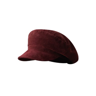 高级感安哥拉红色帽子女秋冬天时尚百搭绒面贝雷帽英伦复古前进帽
