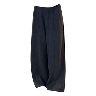 加厚羊毛呢阔腿裤子女秋冬2025新款今年流行爆款休闲宽松弯刀长裤