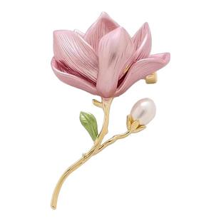 国风淡雅精致玉兰花胸针新款时尚气质花朵别针复古旗汉服胸花配饰