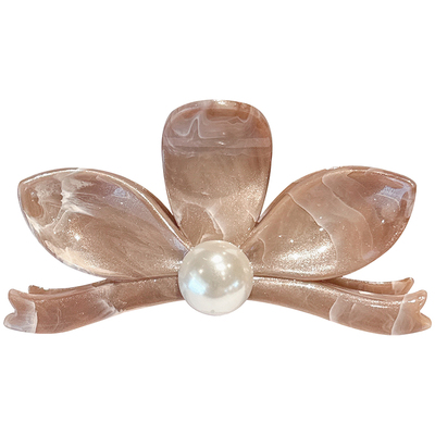 复古气质珍珠水墨花朵盘发鲨鱼夹