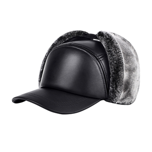 啄木鸟中老年人帽子男士2025冬季保暖皮帽加绒加厚防风护耳鸭舌帽