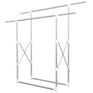 晾衣架室内落地双杆折叠伸缩晒衣架阳台不锈钢挂衣架简易衣服架子