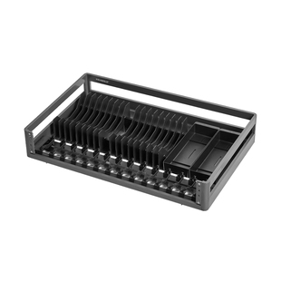 悍高橱柜拉篮双层抽屉式内置碗架304不锈钢厨房收纳碗碟架拉篮