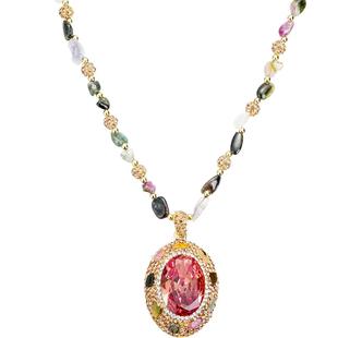 SPECIAL欧美轻奢时尚长款毛衣链项链女碧玺镶嵌饰品2026新款礼物