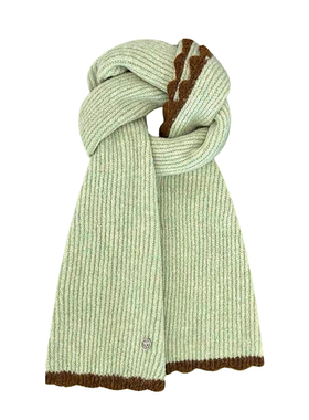 绿色花边针织围巾秋冬韩系氛围感