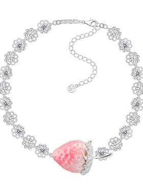 YVMIN尤目 宝石蕾丝草莓项链锁骨链毛衣链女款设计师圣诞生日礼物