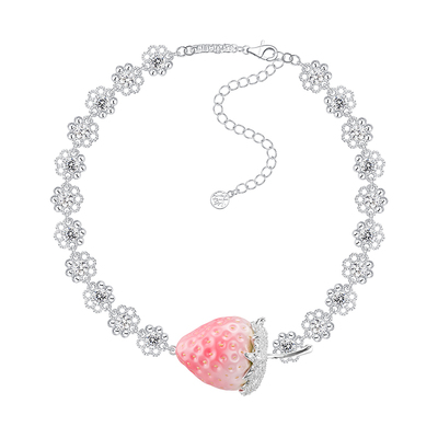 YVMIN尤目 宝石蕾丝草莓项链锁骨链女生项链女款设计师生日礼物