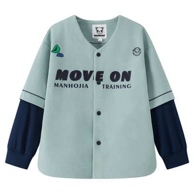 漫画家轻薄秋撞色假两件牛仔外套