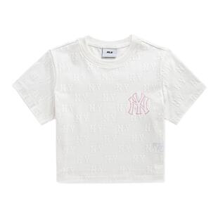 MLB官方 女款满印老花短款T恤舒适圆领正肩短袖夏季新款TSM01